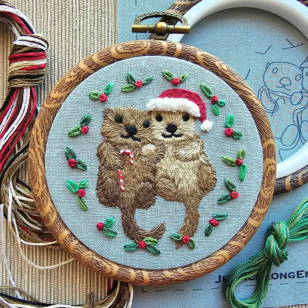 Otterly Adorable Ornament Embroidery Kit by Jessica Long Embroidery - Pisgah Needleworks