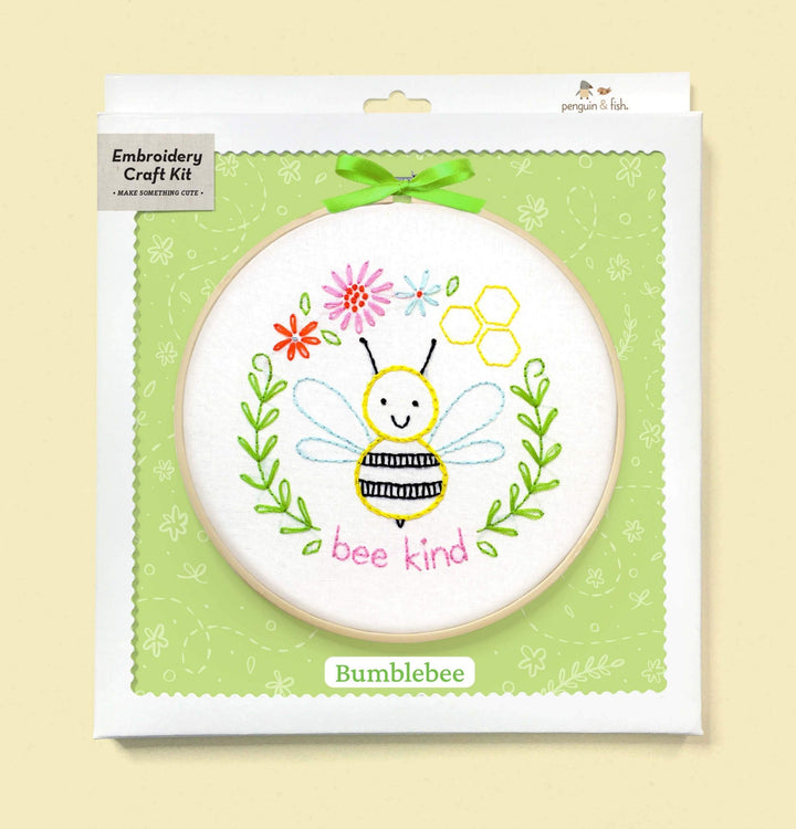 Penguin & Fish – Bumblebee 8" Embroidery Kit (Beginner, Bee Kind) - Pisgah Needleworks