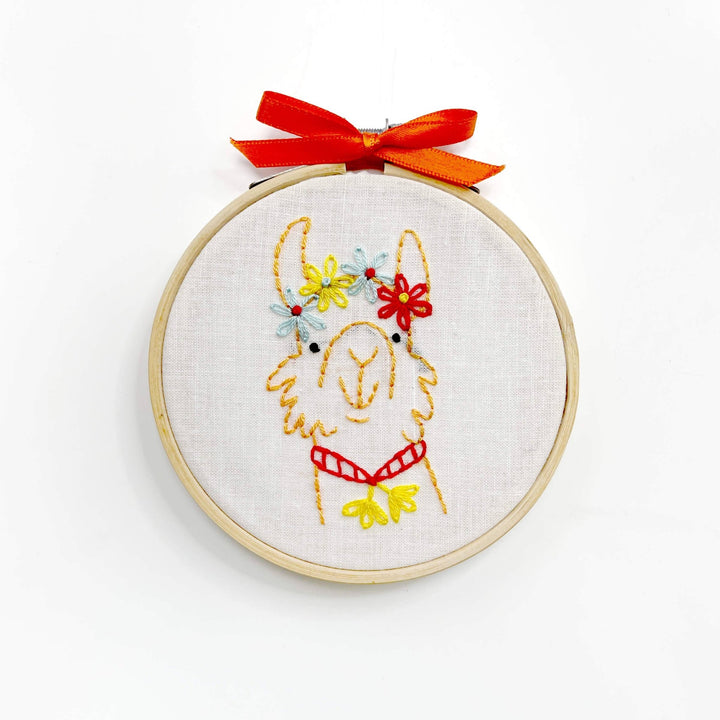 Penguin & Fish – Llama 4" Embroidery Kit (Beginner - Friendly) - Pisgah Needleworks