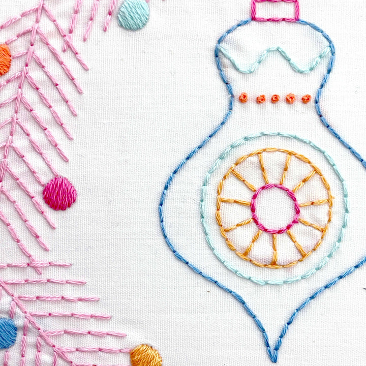 Penguin & Fish – Retro Wreath 8" Embroidery Kit (Beginner - Friendly) - Pisgah Needleworks