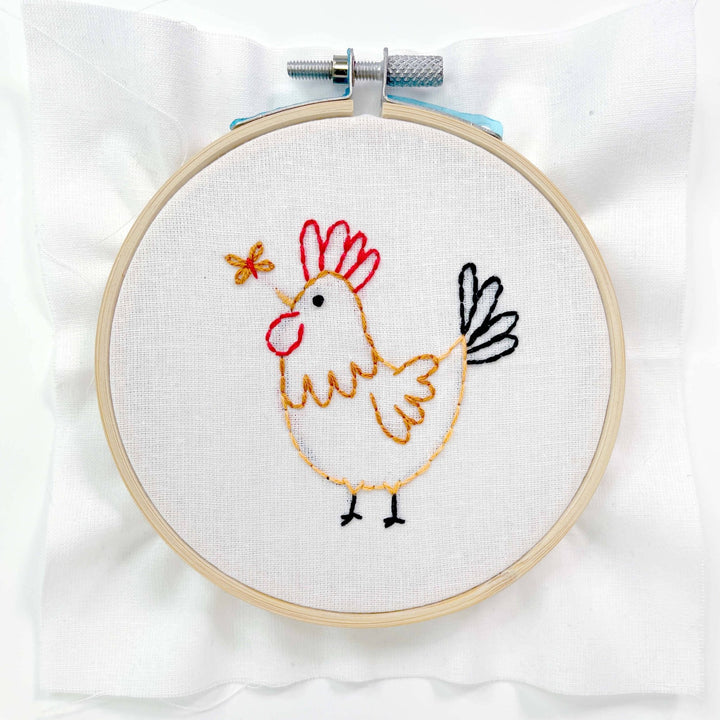 Penguin & Fish – Rooster 4" Embroidery Kit (Beginner Farm Animal) - Pisgah Needleworks