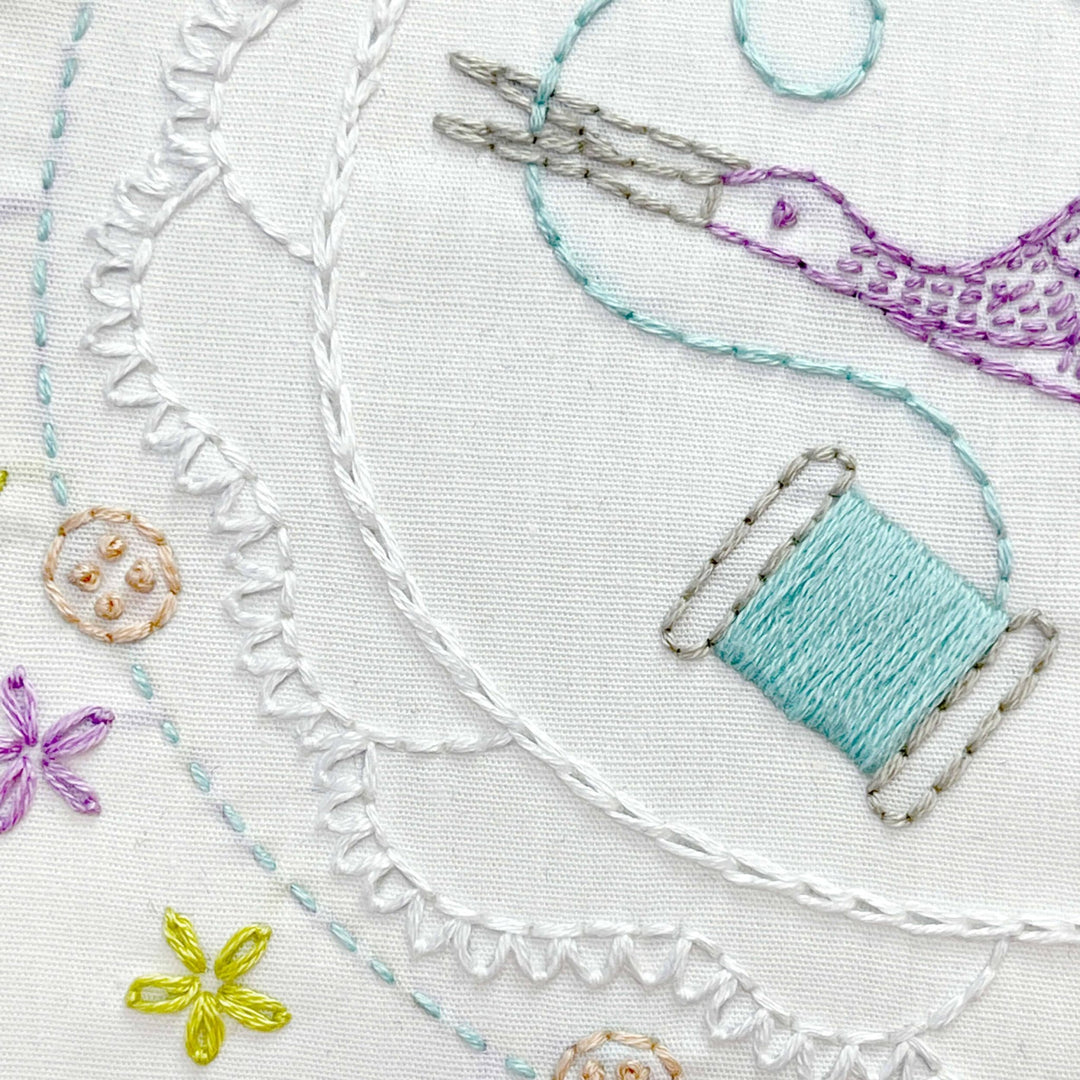 Penguin & Fish – Scissors and Floss 8" Embroidery Kit (Beginner) - Pisgah Needleworks