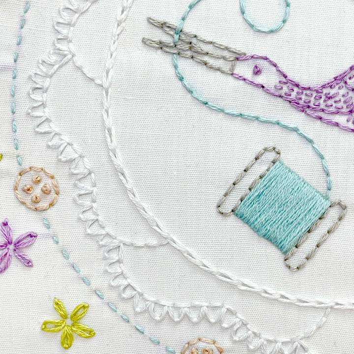 Penguin & Fish – Scissors and Floss 8" Embroidery Kit (Beginner) - Pisgah Needleworks