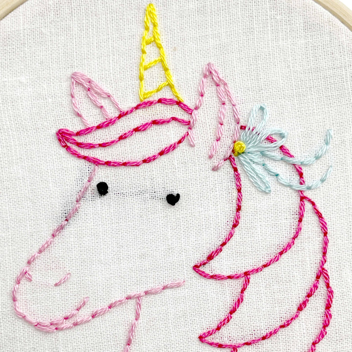 Penguin & Fish – Unicorn 4" Embroidery Kit (Beginner - Friendly) - Pisgah Needleworks