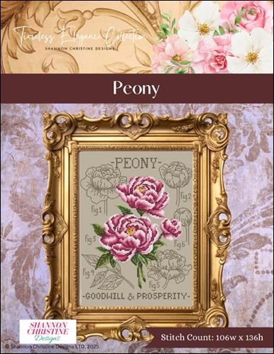 Peony Cross Stitch Pattern | Shannon Christine Designs Booklet - Pisgah Needleworks