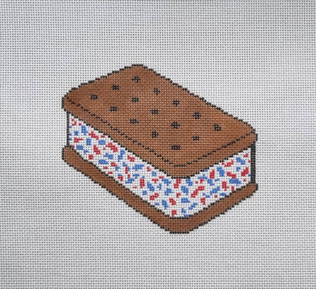 Perrin Gentry Designs - USA Ice Cream Sandwich Handpainted Needlepoint Canvas - Pisgah Needleworks