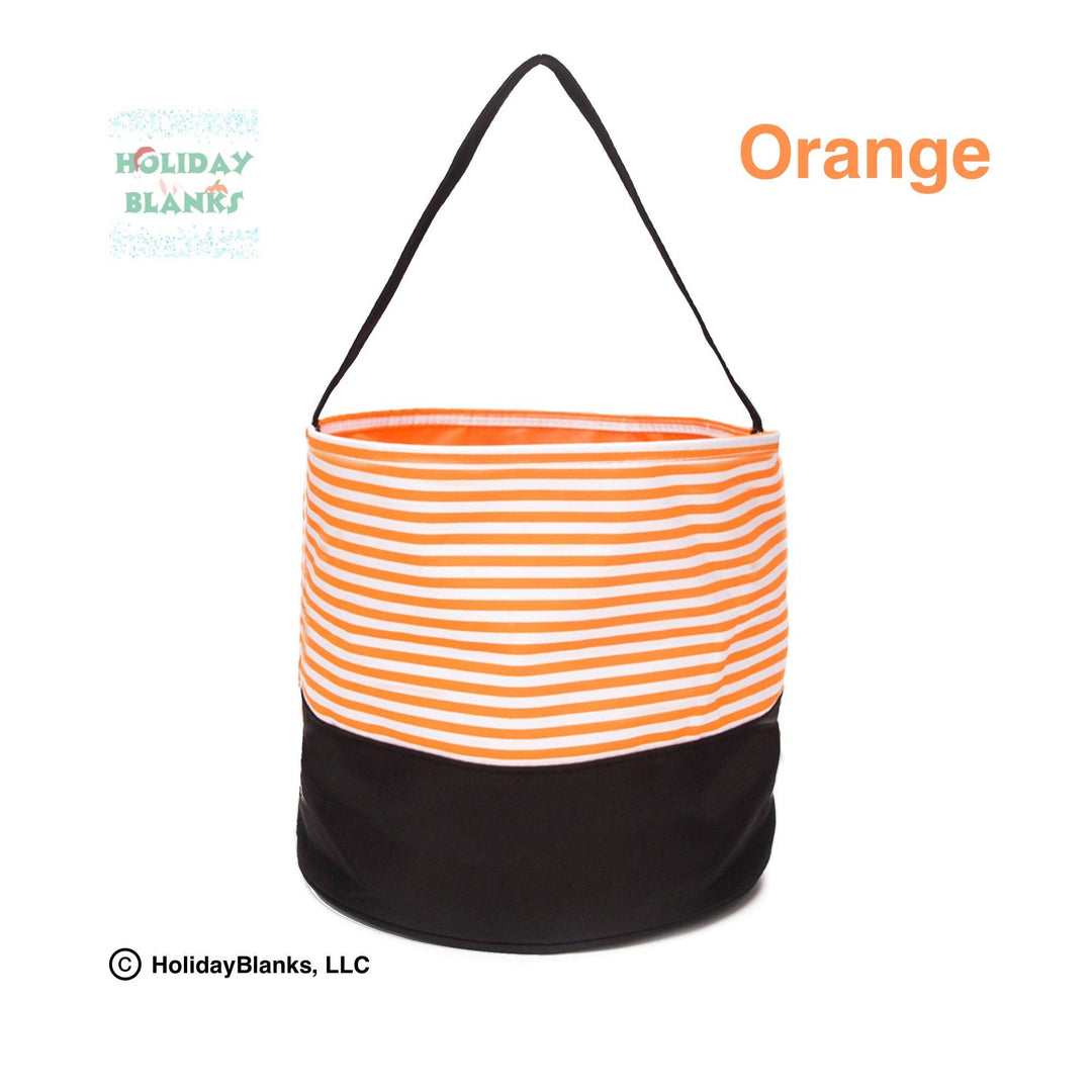 Personalized Orange Halloween Stripe Basket – Holiday Blanks XLarge (10.5"x10") - Pisgah Needleworks