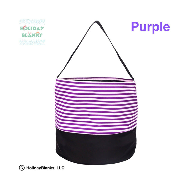 Personalized Purple Halloween Stripe Basket – Holiday Blanks XLarge (10.5"x10") - Pisgah Needleworks