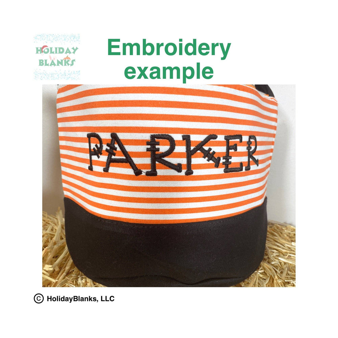 Personalized Purple Halloween Stripe Basket – Holiday Blanks XLarge (10.5"x10") - Pisgah Needleworks