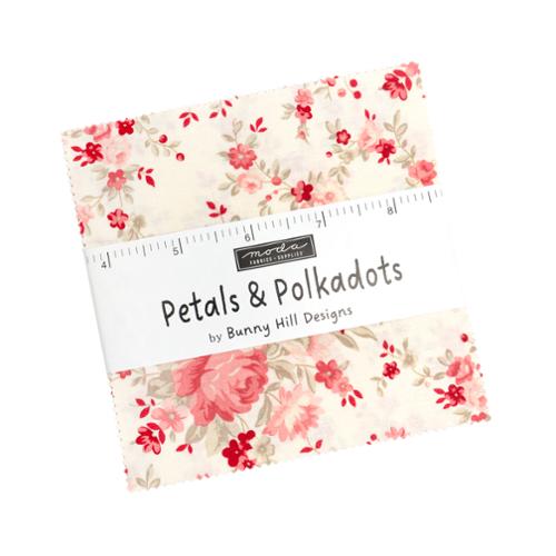 Petals and Polka Dots Charm Pack – Moda Fabrics – 42 Piece Precut by Bunny Hill Designs - Pisgah Needleworks