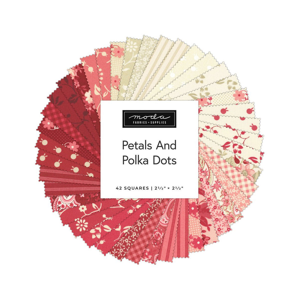 Petals and Polka Dots Charm Pack – Moda Fabrics – 42 Piece Precut by Bunny Hill Designs - Pisgah Needleworks