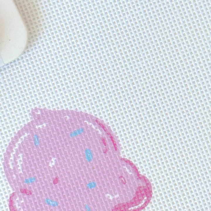 Pink Ice Cream Cone Needlepoint Canvas – Artisan Printed 3x4 | Cotswold Co Designs - Pisgah Needleworks