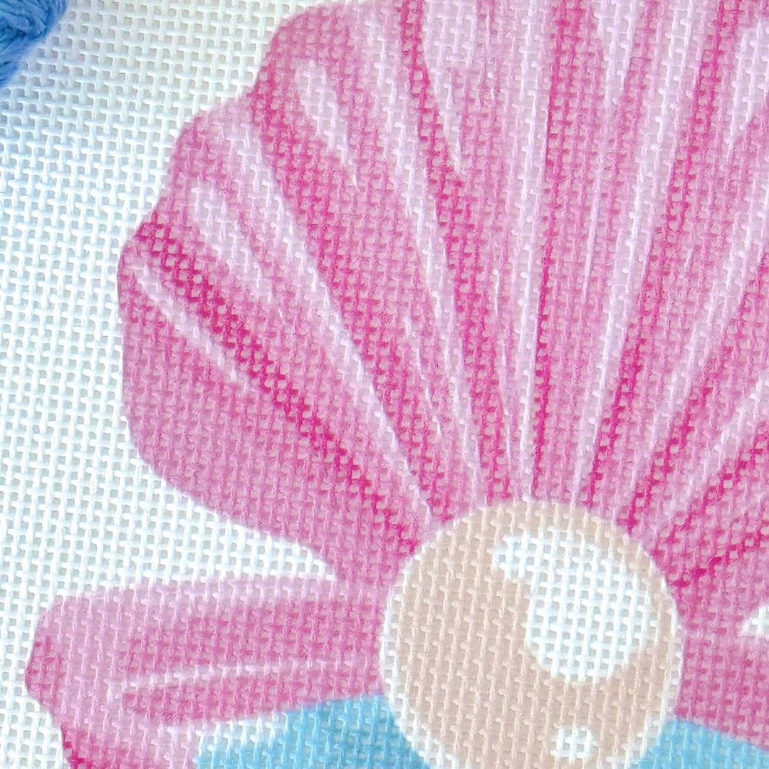 Pink Pearl Shell Needlepoint Canvas – Artisan Printed 4x4 Design | Cotswold Co Designs - Pisgah Needleworks