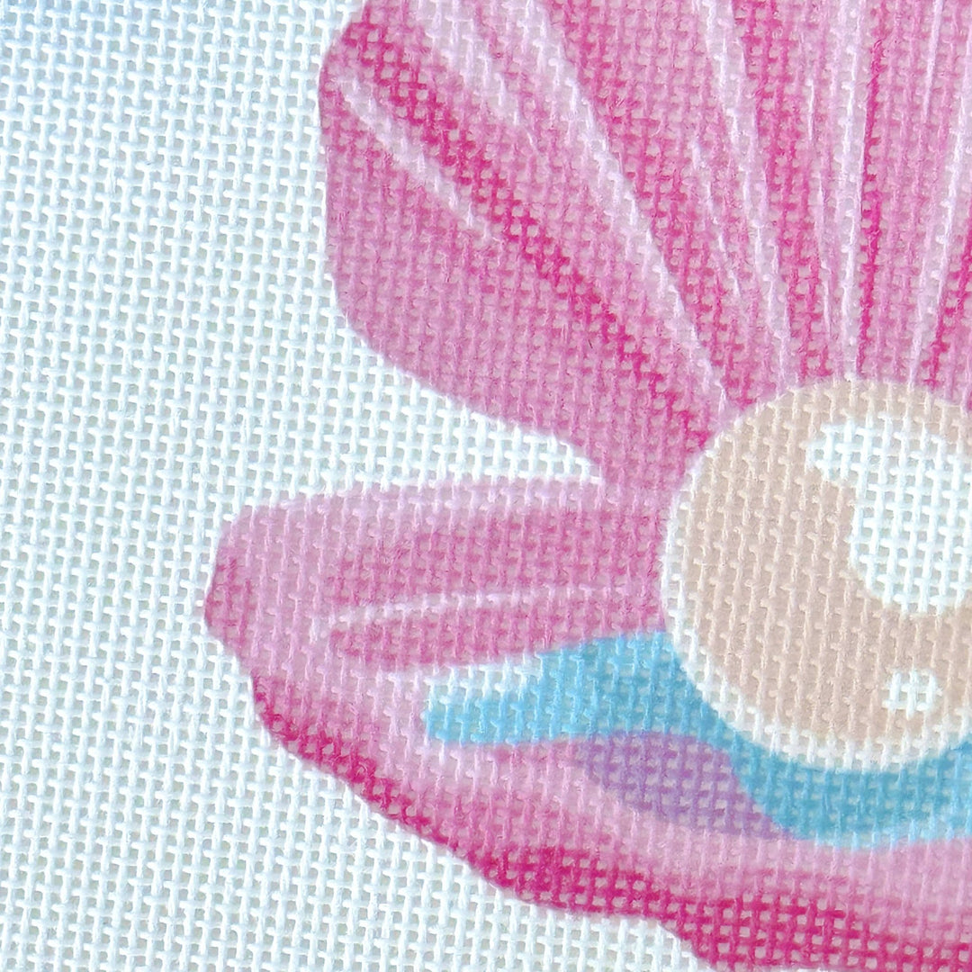 Pink Pearl Shell Needlepoint Canvas – Artisan Printed 4x4 Design | Cotswold Co Designs - Pisgah Needleworks