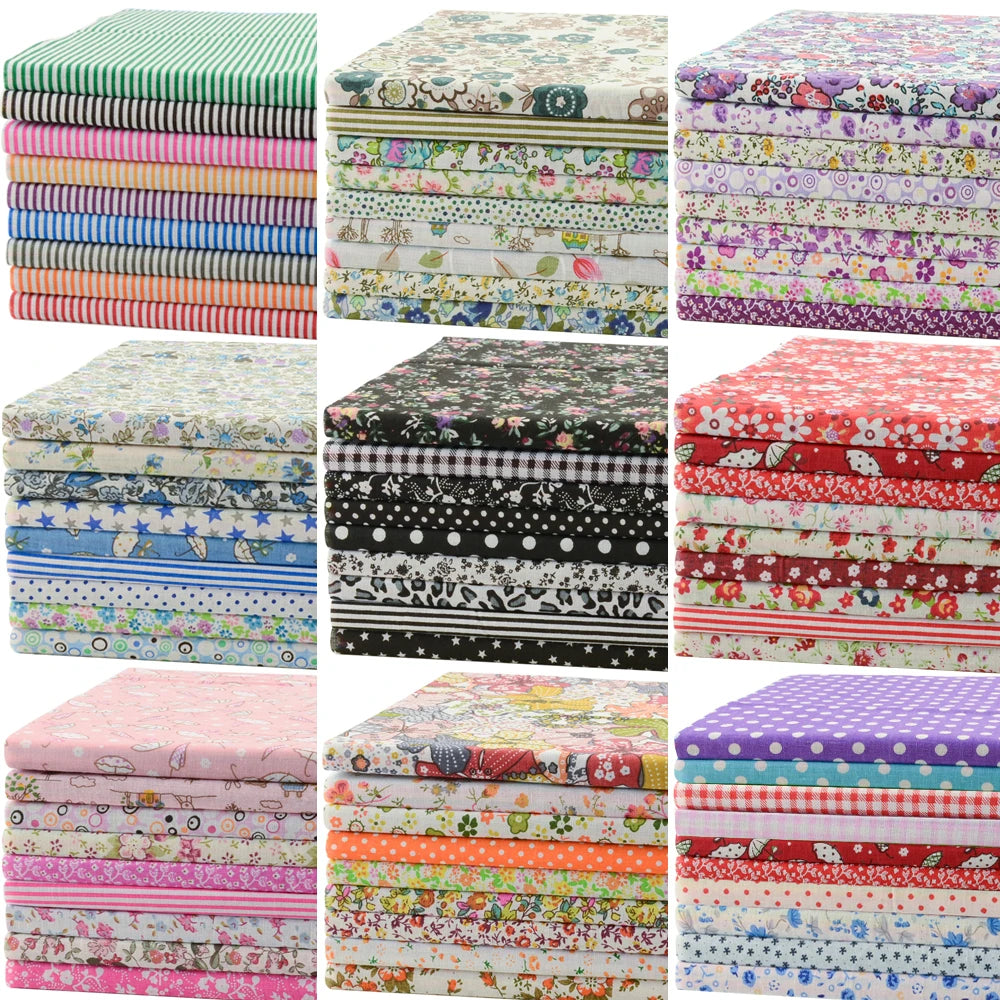 Collage of various stacks of patterned fabric