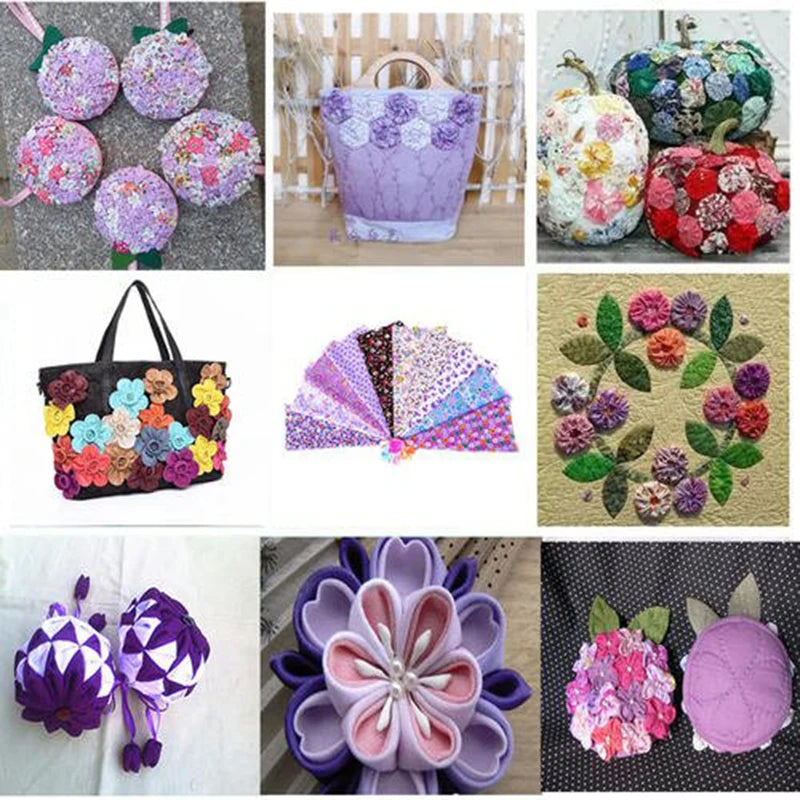 Collage of various floral and decorative items including bags, flowers, and patterns.