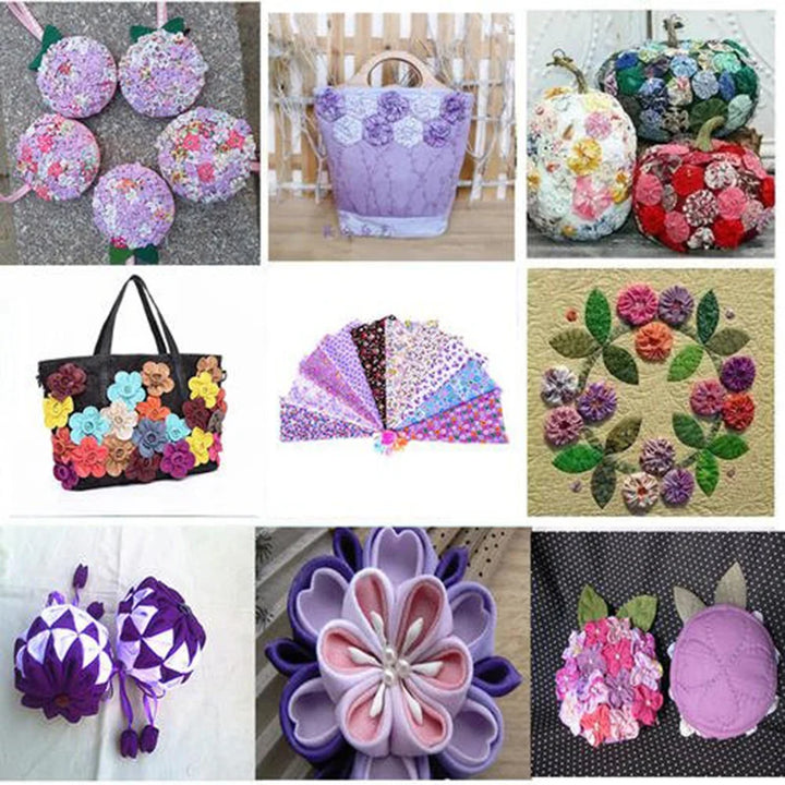 Collage of various floral and decorative items including bags, flowers, and patterns.