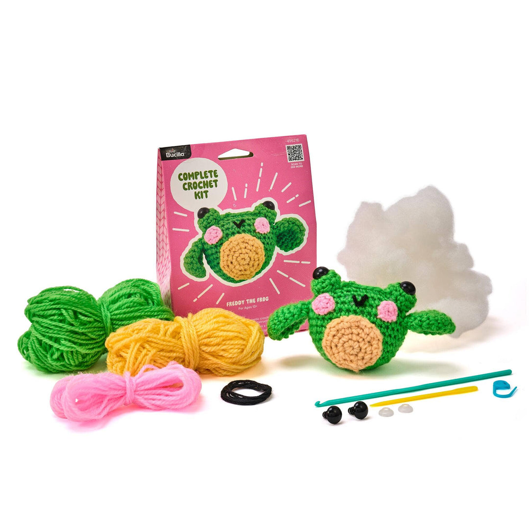 Plaid Crafts - Bucilla ® Amigurumi Crochet Kit – Freddy the Frog 3" - Pisgah Needleworks