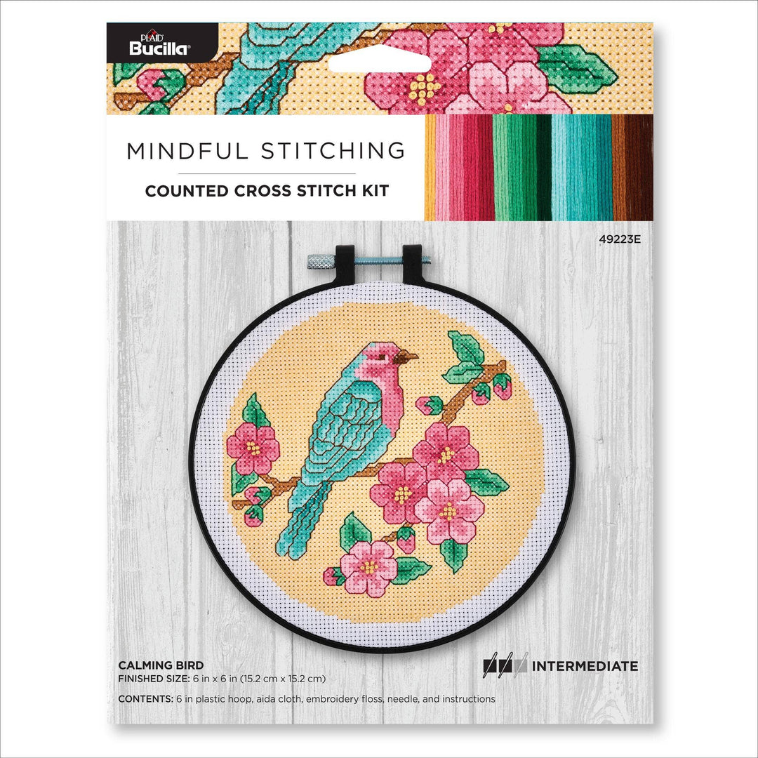 Plaid Crafts - Bucilla ® Counted Cross Stitch Kit - Calming Bird 6" - Pisgah Needleworks