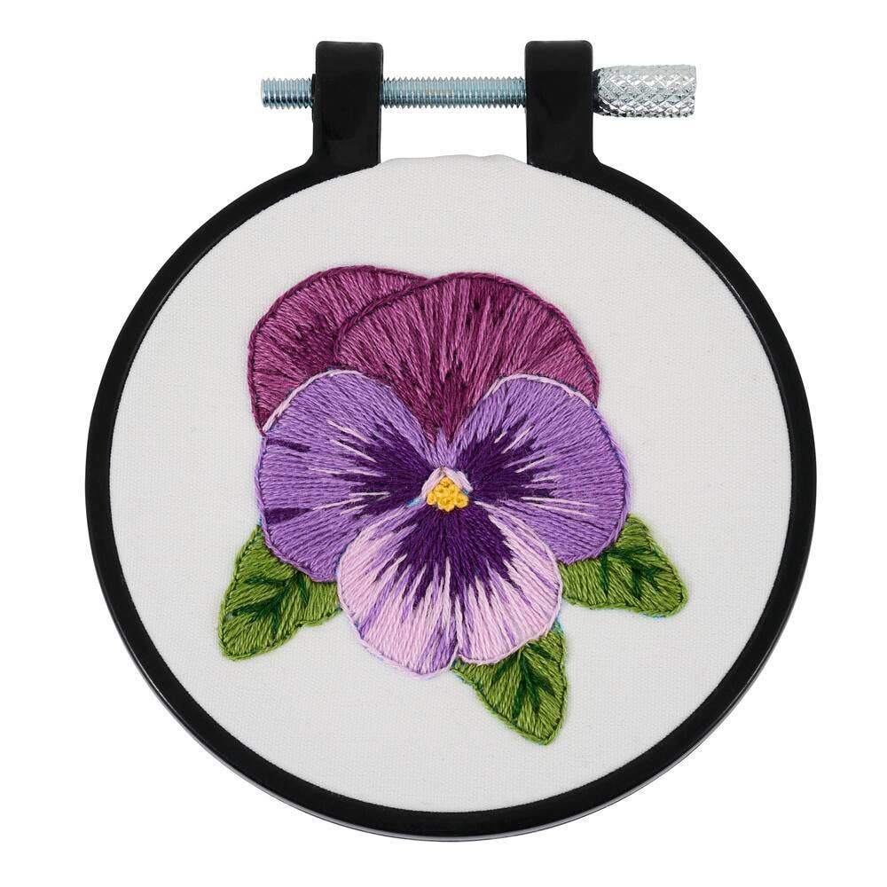 Plaid Crafts - Bucilla Stamped Embroidery Kit 3" Pretty Pansy - Pisgah Needleworks
