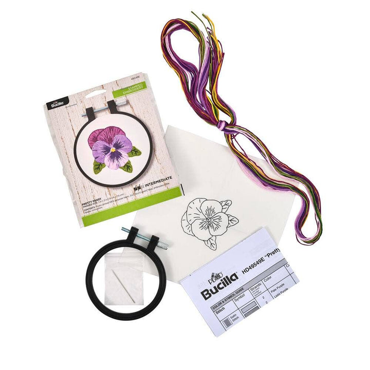 Plaid Crafts - Bucilla Stamped Embroidery Kit 3" Pretty Pansy - Pisgah Needleworks