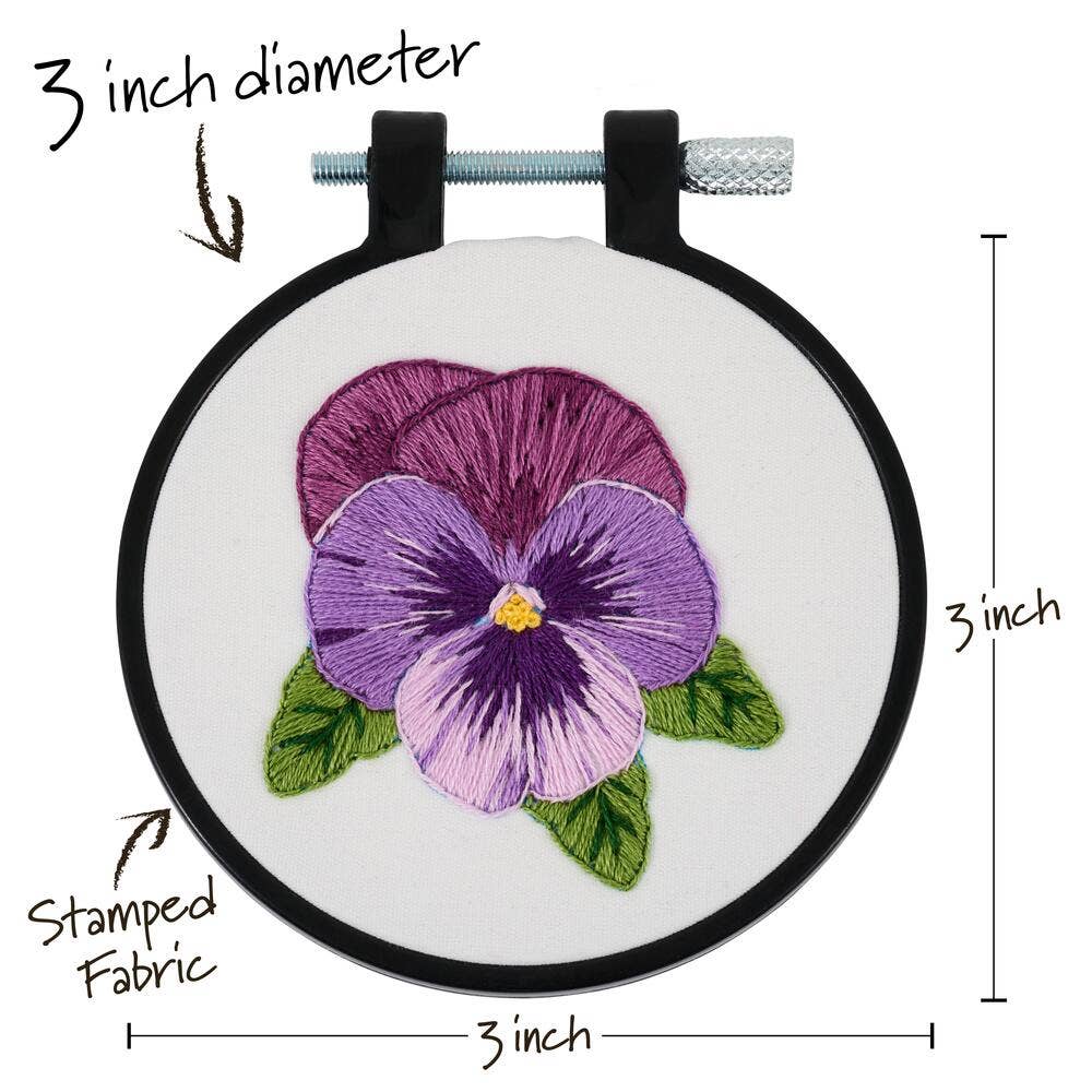 Plaid Crafts - Bucilla Stamped Embroidery Kit 3" Pretty Pansy - Pisgah Needleworks
