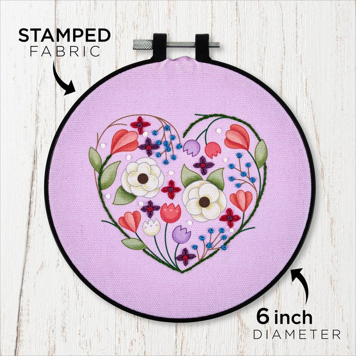 Plaid Crafts - Bucilla ® Stamped Embroidery Kit - Peaceful Floral 6" - Pisgah Needleworks