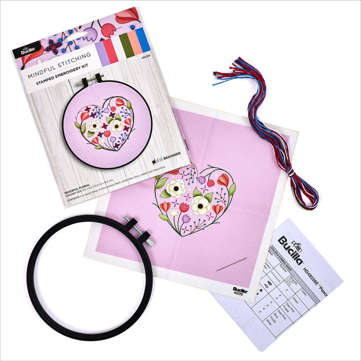Plaid Crafts - Bucilla ® Stamped Embroidery Kit - Peaceful Floral 6" - Pisgah Needleworks