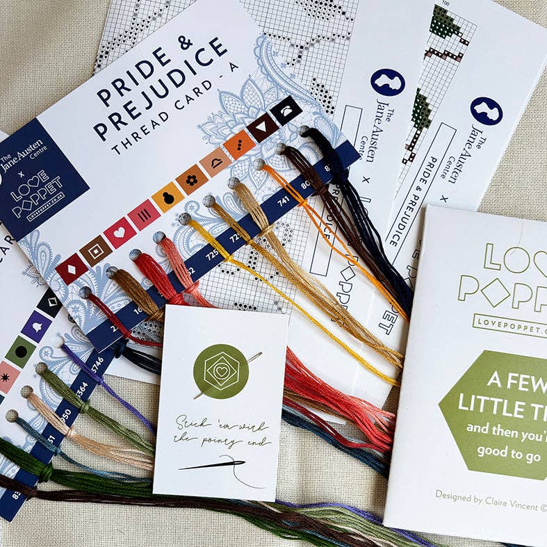 Pride & Prejudice Cross Stitch Kit – Love Poppet (32ct Evenweave) - Pisgah Needleworks