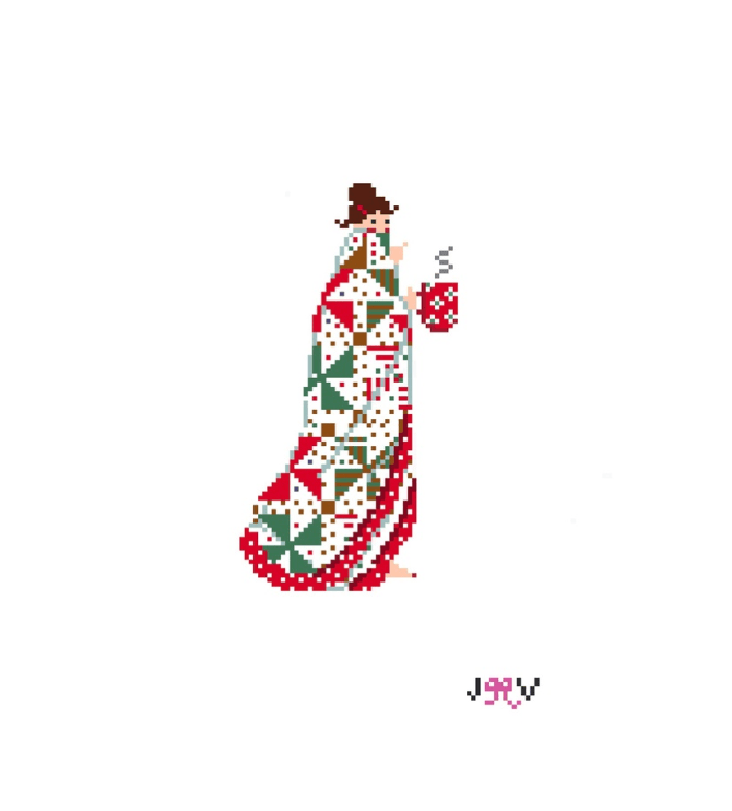 Quilt Christmas Bru Needlepoint Canvas by Jennifer Vallez Needlepoint - Pisgah Needleworks