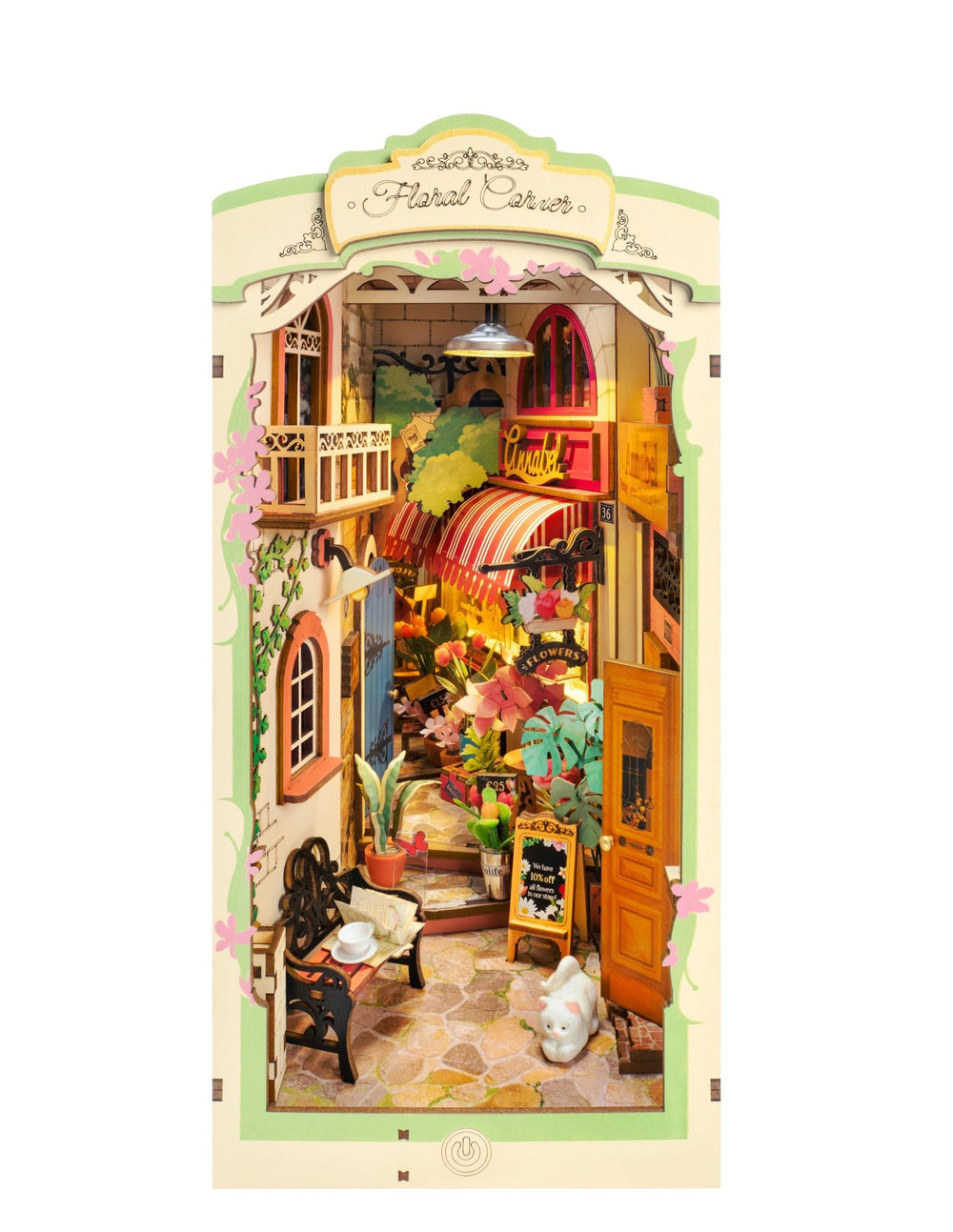 Robotime - Floral Corner Book Nook - Pisgah Needleworks