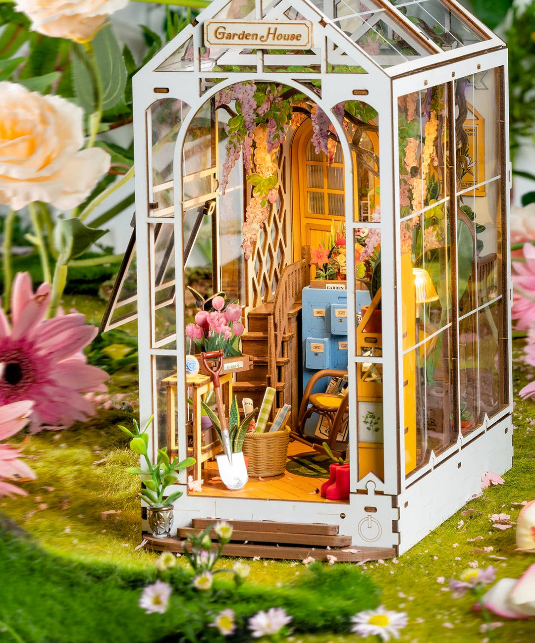 Robotime - Garden Flower House Book Nook - Pisgah Needleworks