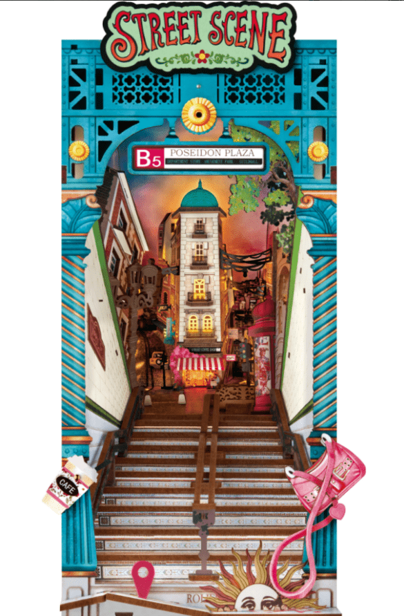 Robotime - Street Scene Book Nook - Pisgah Needleworks