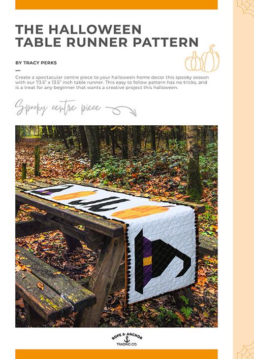 Rope & Anchor Halloween Table Runner Quilt Pattern | Halloween Quilt Décor - Pisgah Needleworks