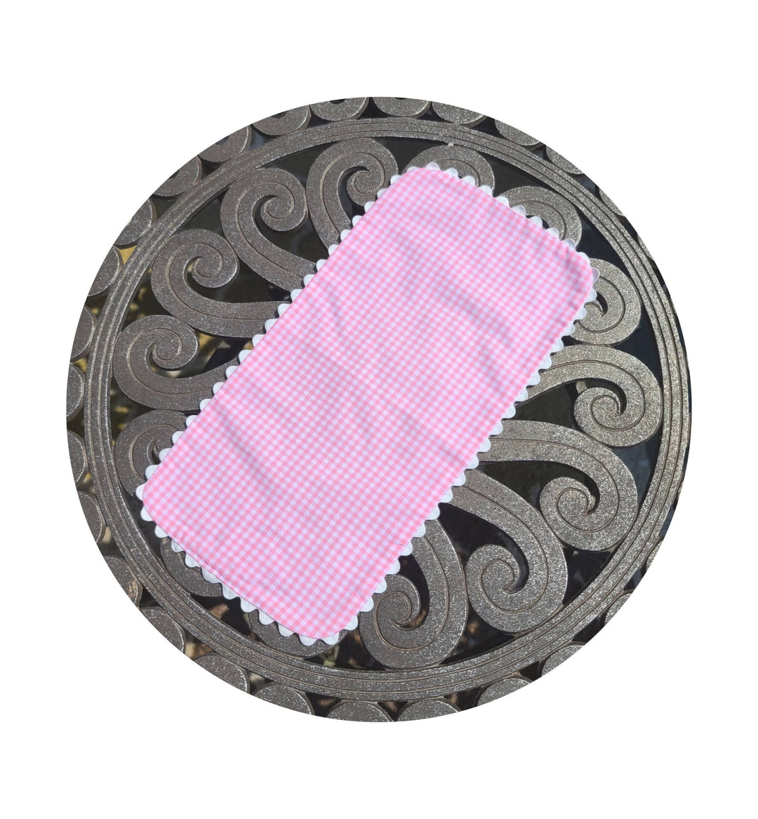 Royalty Collection Light Blue Gingham Baby Burp Cloth with Ric Rac - Pisgah Needleworks