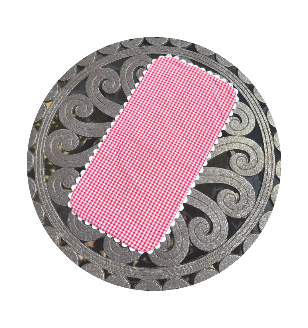 Royalty Collection Pink Gingham Baby Burp Cloth with Ric Rac - Pisgah Needleworks