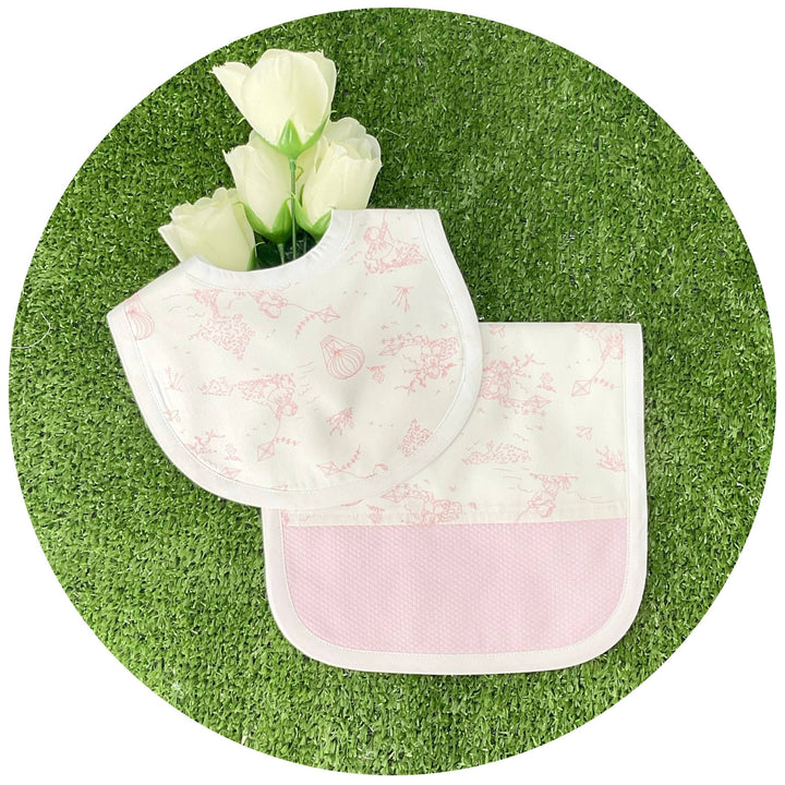 Royalty Collection Pink Toile Custom Burp Set – 2 Piece - Pisgah Needleworks