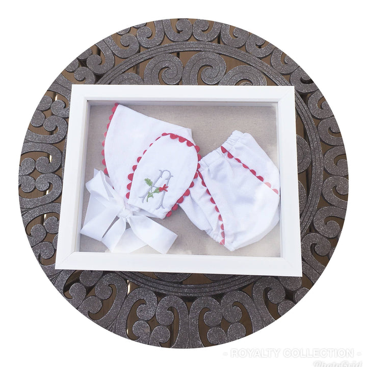 Royalty Collection White Cotton Piqué Diaper Cover with Ric Rac Trim – Small (0–6m) - Pisgah Needleworks