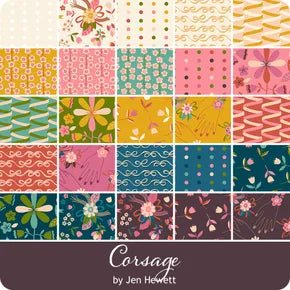 Ruby Star Society Corsage Charm Pack by Jen Hewett | 5" Fabric Squares - Pisgah Needleworks