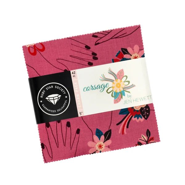 Ruby Star Society Corsage Charm Pack by Jen Hewett | 5" Fabric Squares - Pisgah Needleworks