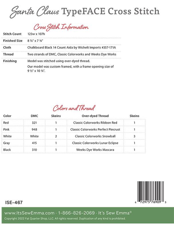 Santa Claus TypeFACE – Christmas Cross Stitch Pattern by It’s Sew Emma - Pisgah Needleworks