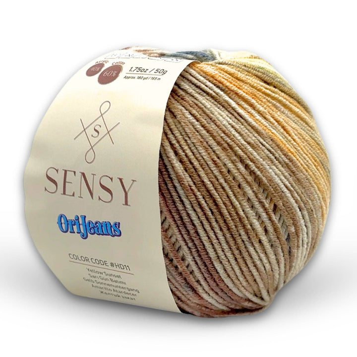 Sensy OriJeans Yarn – Poly | Fine Cotton Blend, 60% Cotton 40% Acrylic, 180 Yards - Pisgah Needleworks