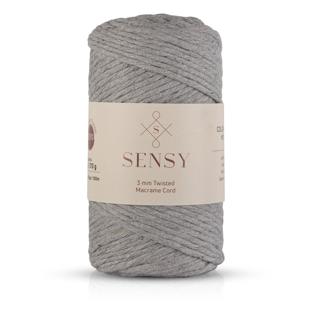 Sensy Premium 3mm Macrame Cord – Baby Blue | 100% Recycled Cotton, 109 Yards - Pisgah Needleworks