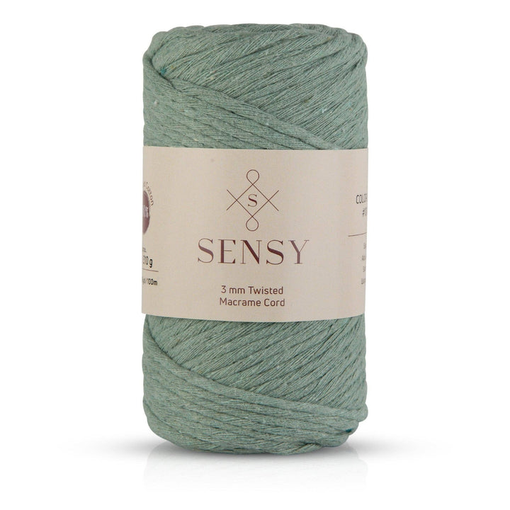 Sensy Premium 3mm Macrame Cord – Baby Blue | 100% Recycled Cotton, 109 Yards - Pisgah Needleworks