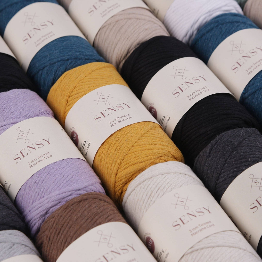 Sensy Premium 3mm Macrame Cord – Light Gray | 100% Recycled Cotton, 109 Yards - Pisgah Needleworks