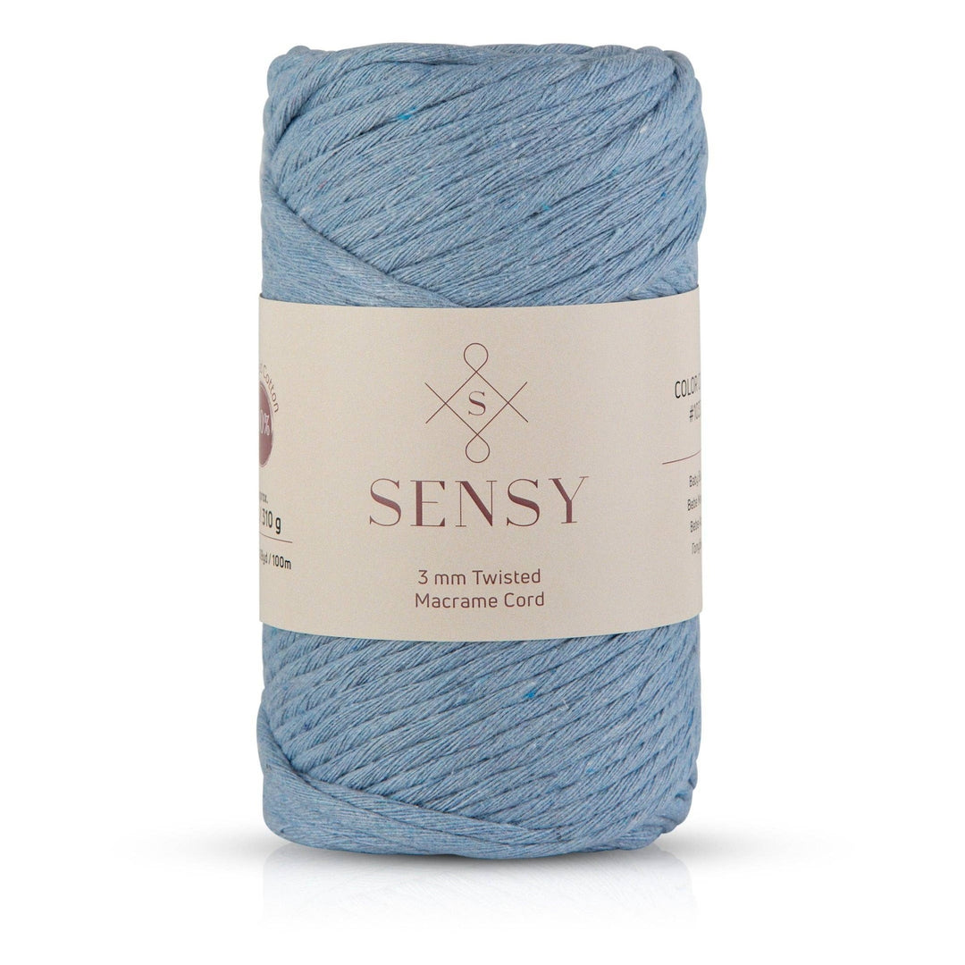 Sensy Premium 3mm Macrame Cord – Lilac | 100% Recycled Cotton, 109 Yards - Pisgah Needleworks