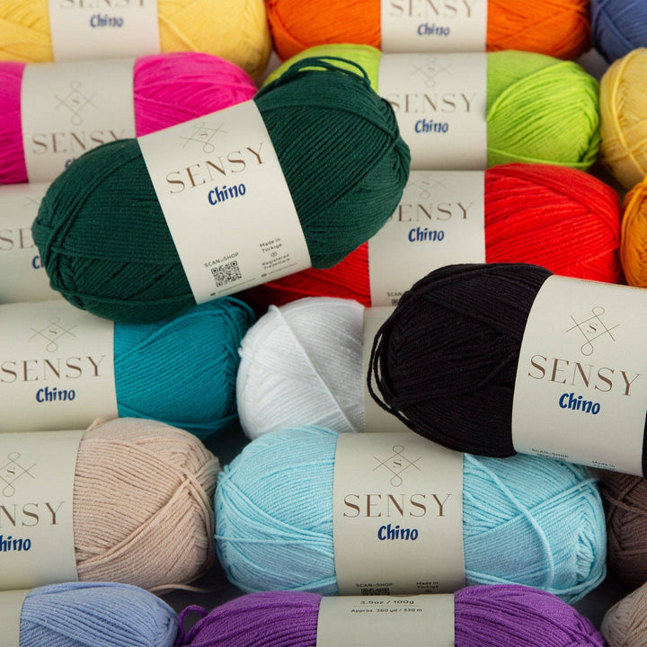 Sensy - Sensy Chino Soft Cotton Yarn, 3.5 oz, 360 Yards, Gauge 2 Fin: Black / 1 Skein - Pisgah Needleworks