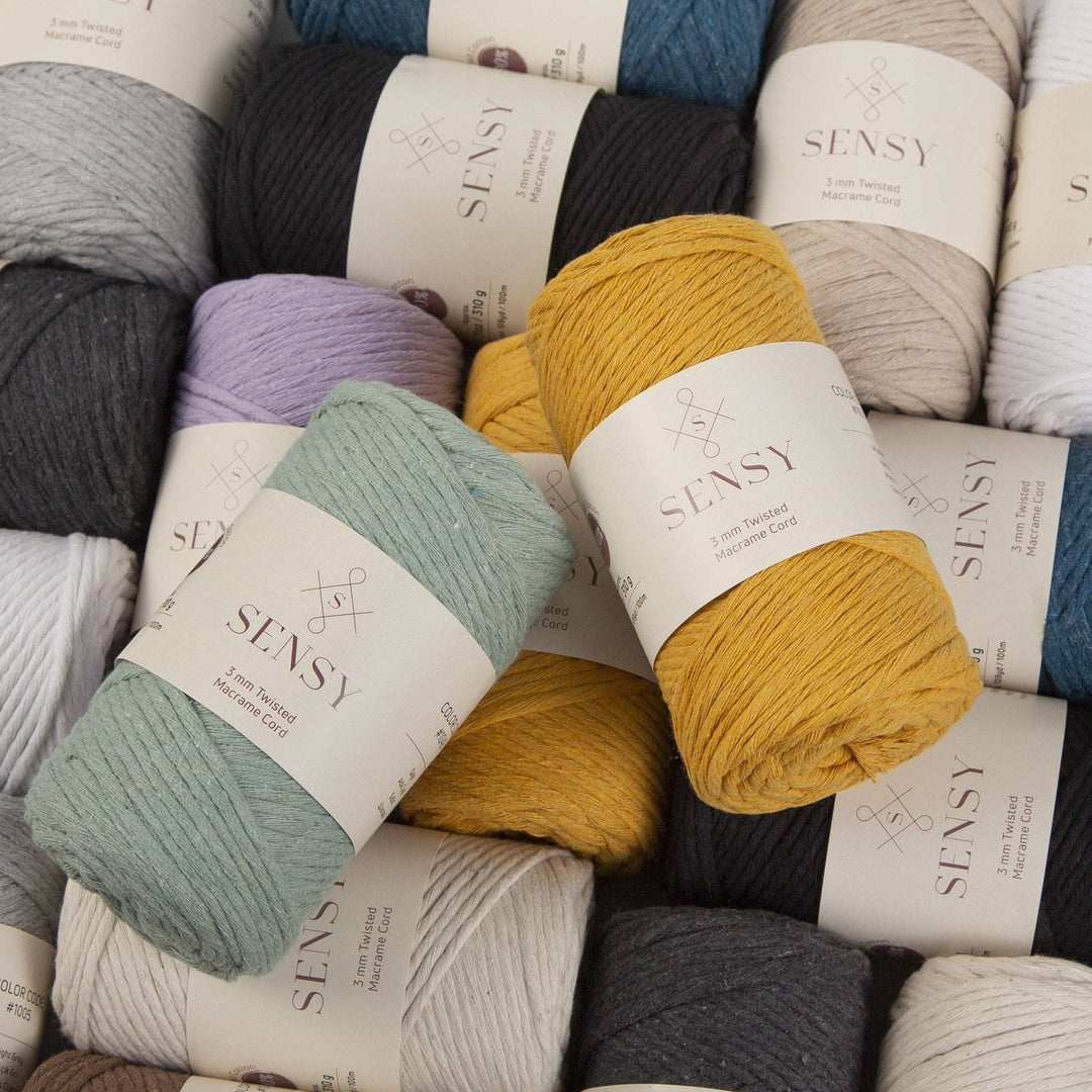 Sensy - Sensy Premium 3mm - 109 Yards 100% Recycled Cotton Single Strand Macrame Cord: Black / 1 Skein - Pisgah Needleworks