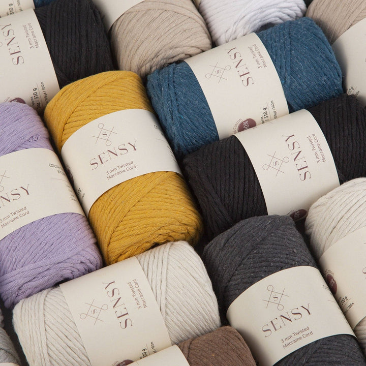 Sensy - Sensy Premium 3mm - 109 Yards 100% Recycled Cotton Single Strand Macrame Cord: Black / 1 Skein - Pisgah Needleworks