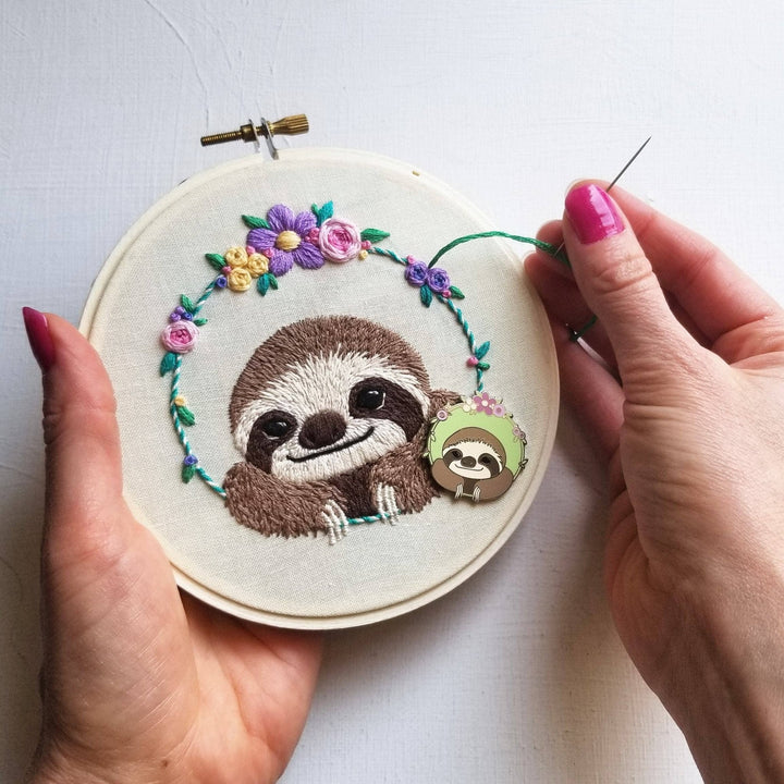 Smiling Sloth Embroidery Kit by Jessica Long Embroidery - Pisgah Needleworks